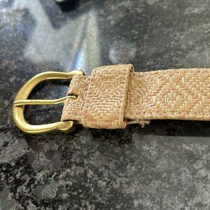 Large Rafia belt one and a half inches wide 44 inches long and brass buckle